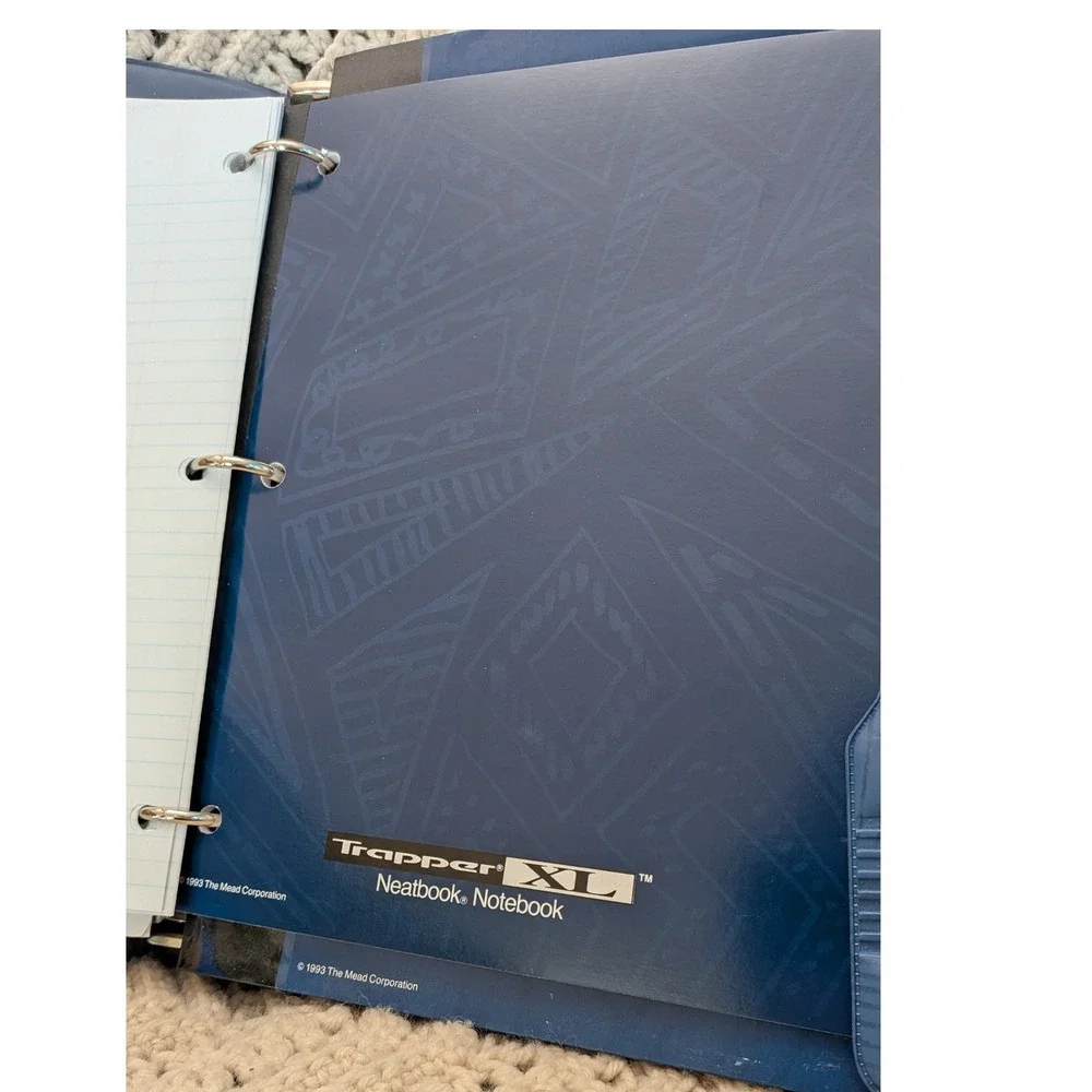 Vintage 1993 Mead Trapper Keeper XL Blue Textured Binder Neatbook Notebook 90s